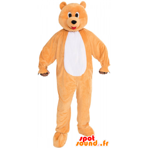 Mascotte naranja y oso blanco, gigante, lindo y colorido - MASFR21521 - Oso mascota