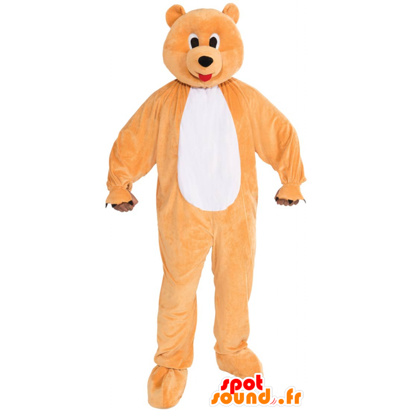 Mascot oranje en wit draagt, de reuze, leuk en kleurrijk - MASFR21521 - Bear Mascot
