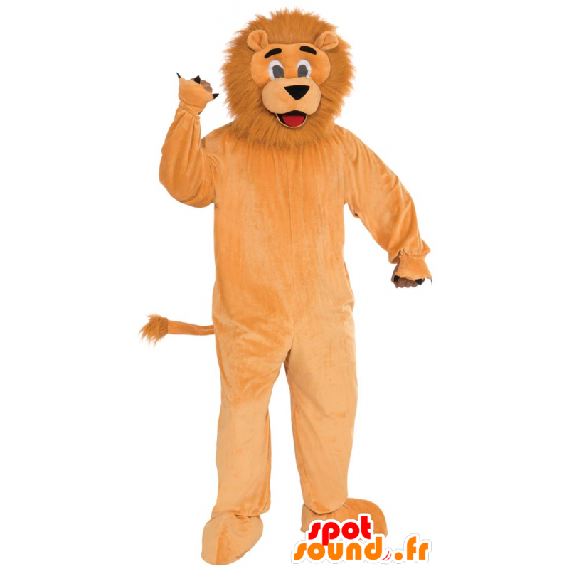 毛むくじゃらのたてがみを持つオレンジ色のライオンのマスコット-masfr21522-ライオンのマスコット