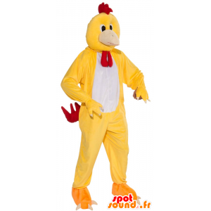 Kyllingemaskot, gul, hvid og rød hane - Spotsound maskot kostume