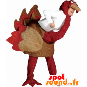 Mascot vermelho e castanho avestruz com brilho - MASFR21527 - Mascotes animais