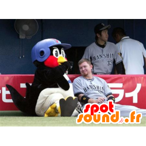 Mascot vogel, pinguïn, zwart, wit, geel en rood - MASFR21531 - Mascot vogels