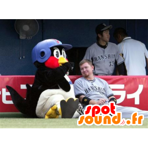 Mascotte bird, penguin, black, white, yellow and red - MASFR21531 - Mascot of birds