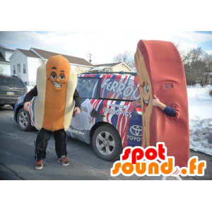 Hot dog jättiläinen maskotti, valkoinen ja oranssi - MASFR21532 - Mascottes Fast-Food