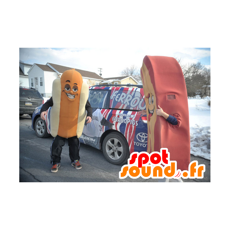 Hot dog giant mascot, white and orange - MASFR21532 - Fast food mascots