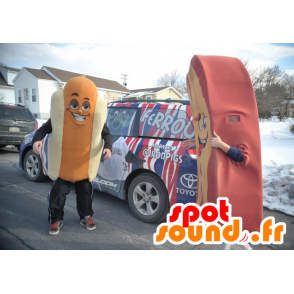 Kæmpe hotdog-maskot, hvid og orange - Spotsound maskot kostume