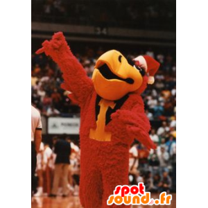 Mascot red bird, black and yellow, giant - MASFR21547 - Mascot of birds
