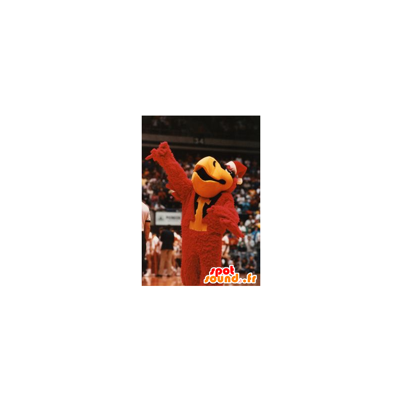Mascot red bird, black and yellow, giant - MASFR21547 - Mascot of birds