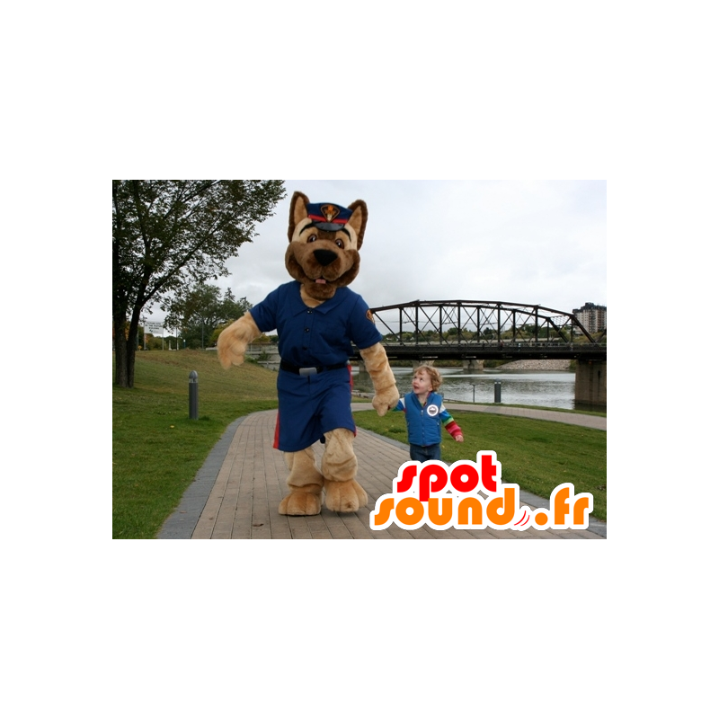 Brown Dog Mascot politie-uniform - MASFR21548 - Dog Mascottes