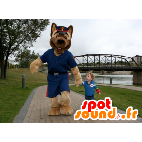 Brown Dog Mascot politie-uniform - MASFR21548 - Dog Mascottes