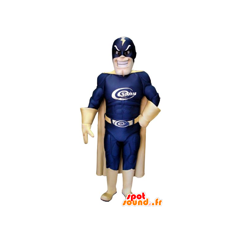 Superhero mascot, a blue suit and gold - MASFR21549 - Superhero mascot