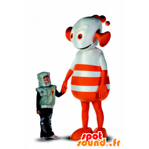 Mascotte de robot, d'extra-terrestre orange et blanc, géant - MASFR21550 - Mascottes de Robots