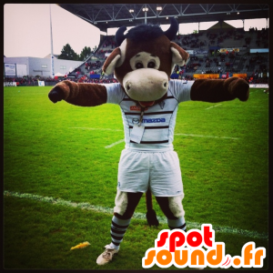 Bruine koe mascotte, in sportkleding - MASFR21557 - koe Mascottes