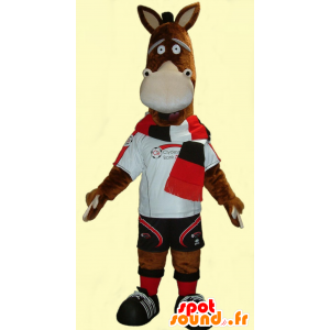 Maskot föl, mycket rolig brun åsna, i sportkläder - Spotsound