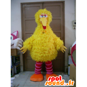 Mascot pájaro amarillo y rosa, mientras peluda - MASFR21560 - Mascota de aves