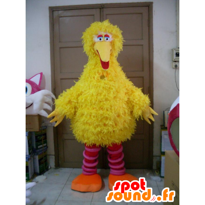 Mascot yellow and pink bird while hairy - MASFR21560 - Mascot of birds