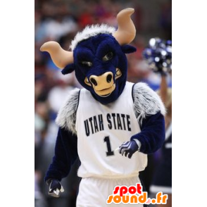 Stier mascotte, blauw buffels, gigantische en indrukwekkende - MASFR21562 - Mascot Bull