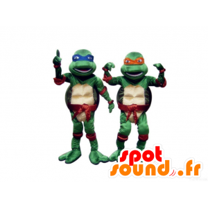 Ninja Turtles 2 mascots, blue and orange - MASFR21568 - Mascots famous characters