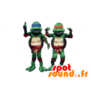 Ninja Turtles 2 mascottes, blauw en oranje - MASFR21568 - Turtle Mascottes