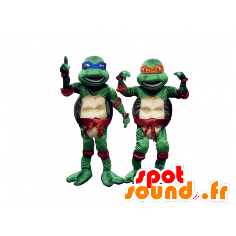 2 maskotar Ninja Turtles, blå och orange - Spotsound maskot