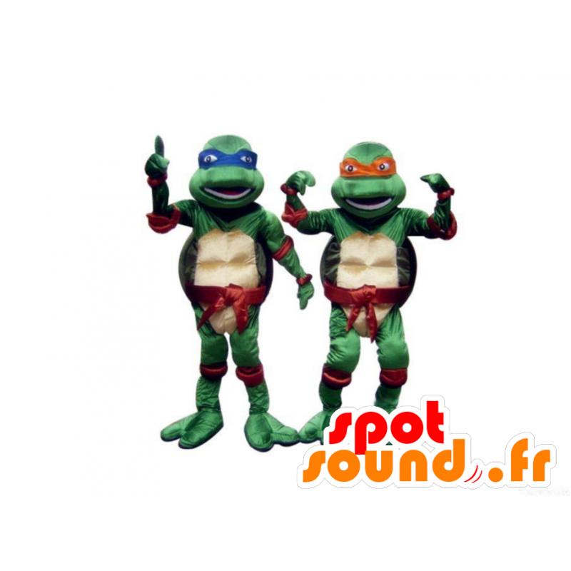 Ninja Turtles 2 mascottes, blauw en oranje - MASFR21568 - Turtle Mascottes