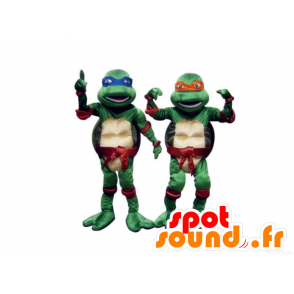 2 mascottes de Tortues Ninja, bleu et orange - MASFR21568 - Mascottes Personnages célèbres