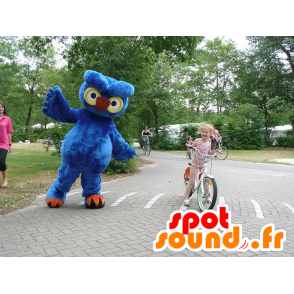 Mascotte de hibou bleu, jaune et orange, géant - MASFR21573 - Mascotte d'oiseaux