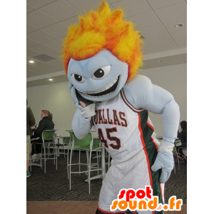 Mascot chico de color azul, muy musculoso, con el pelo de color naranja - MASFR21578 - Mascotas sin clasificar