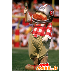 Mascotte d'homme roux moustachu, avec un casque et une salopette - MASFR21580 - Mascottes Homme