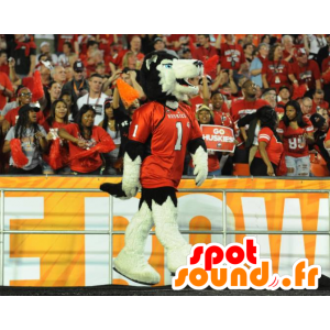 Mascot van zwarte en witte hond met blauwe ogen - MASFR21585 - Dog Mascottes