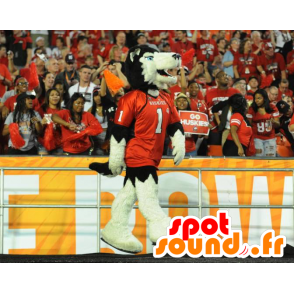 Vit och svart hundmaskot, med blå ögon - Spotsound maskot