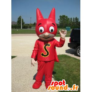 Superheld mascotte met een masker en een rode jurk - MASFR21588 - superheld mascotte