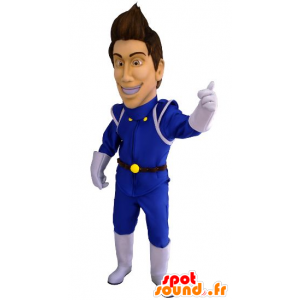 青い未来的なジャンプスーツのマスコット男-MASFR21590-男性のマスコット