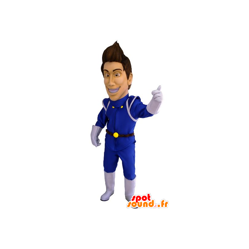 青い未来的なジャンプスーツのマスコット男-MASFR21590-男性のマスコット
