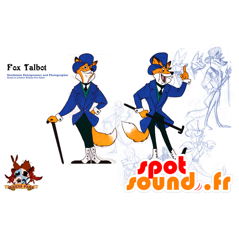 Arancione e bianco volpe mascotte, in giacca e cravatta - MASFR21594 - Mascotte Fox