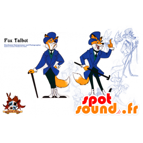 Orange og hvid rævmaskot, i dragt og slips - Spotsound maskot