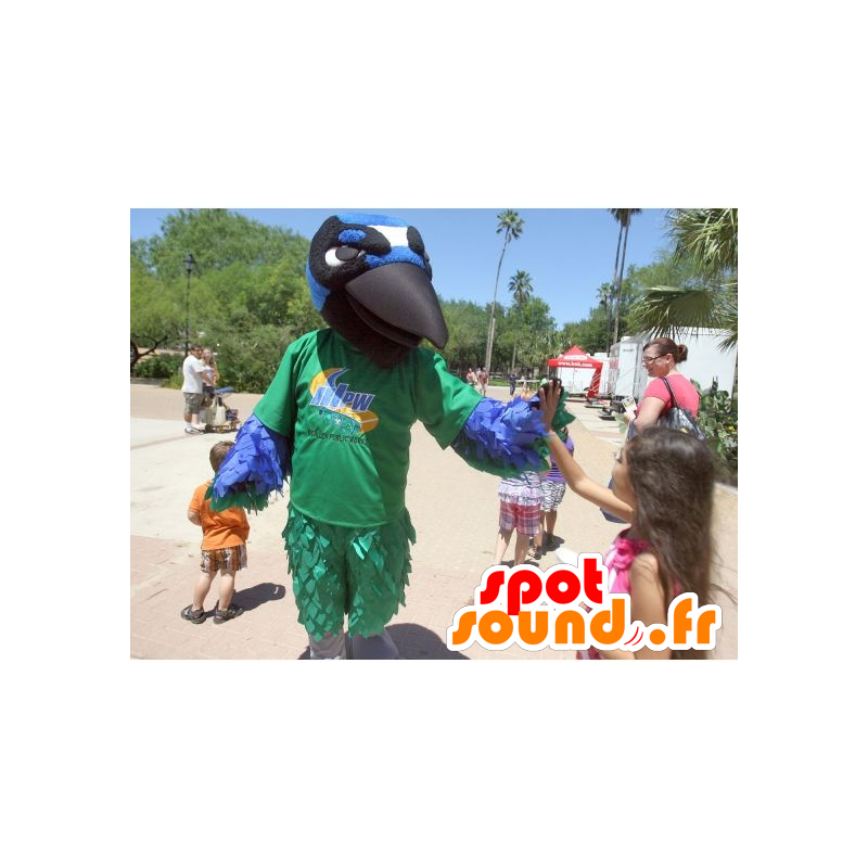 Mascot grünen Vogel, blau, weiß und schwarz, rabe - MASFR21599 - Maskottchen der Vögel