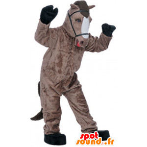 Bruin en wit paard mascotte, realistische - MASFR21602 - Horse mascottes