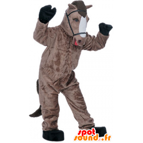 Brown and white horse mascot, realistic - MASFR21602 - Mascots horse