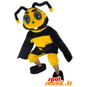 Mascotte d'abeille, de guêpe jaune et noire - MASFR21604 - Mascottes Abeille