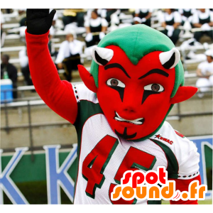 Mascot rood en groen duivel in sportkleding - MASFR21606 - sporten mascotte