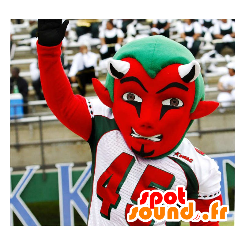 Mascot rood en groen duivel in sportkleding - MASFR21606 - sporten mascotte Mascot rood en groen duivel in sportkleding - MASFR21606 - sporten mascotte