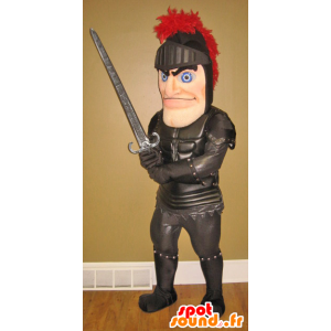 Knight Mascot met zwarte armor - MASFR21608 - mascottes Knights
