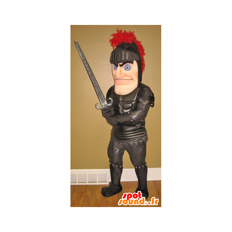 Knight Mascot met zwarte armor - MASFR21608 - mascottes Knights Knight Mascot met zwarte armor - MASFR21608 - mascottes Knights