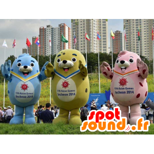 3 leões marinhos mascotes coloridos - MASFR21612 - mascotes Seal