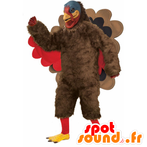 Bruin kalkoen mascotte, rood en zwart - MASFR21614 - Mascot Hens - Hanen - Kippen