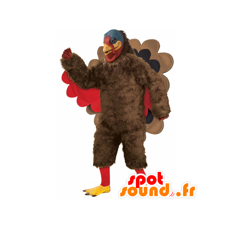 Brown tacchino mascotte, rosso e nero - MASFR21614 - Mascotte di galline pollo gallo