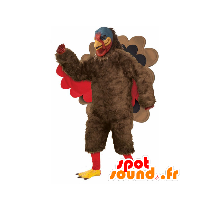 Bruin kalkoen mascotte, rood en zwart - MASFR21614 - Mascot Hens - Hanen - Kippen