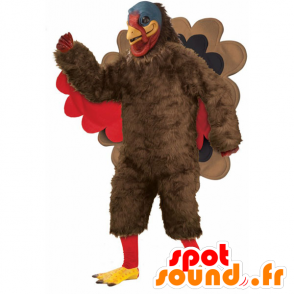 Ruskea kalkkuna maskotti, punainen ja musta - MASFR21614 - Mascotte de Poules - Coqs - Poulets