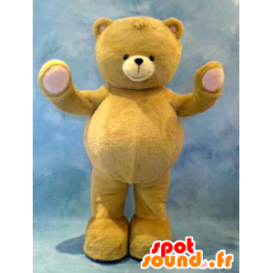 Mascotte grote teddybeer geel en roze - MASFR21617 - Bear Mascot